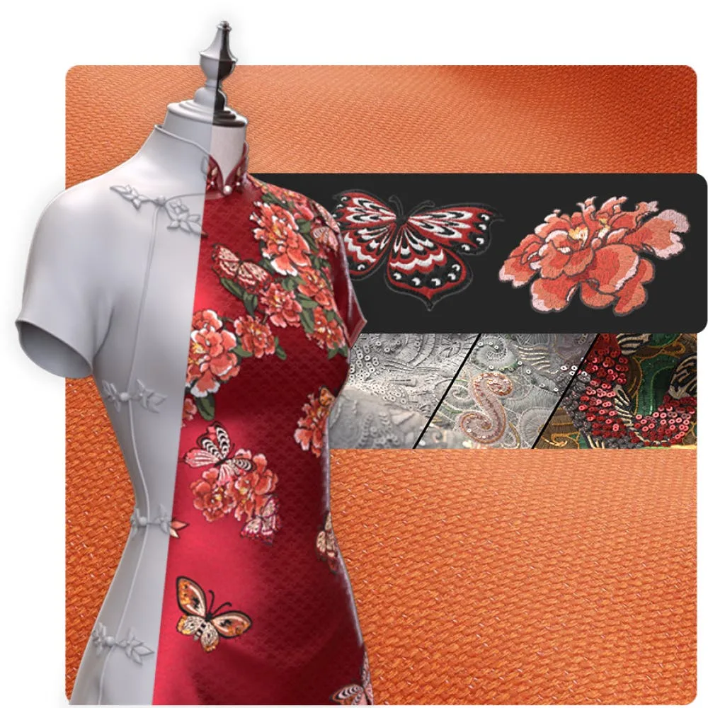 在服裝 3D 模型上套用花卉圖樣材質