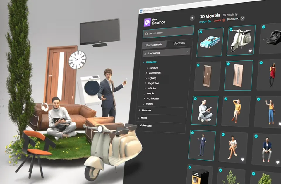 Chaos Cosmos 資產瀏覽器與 3D 模型