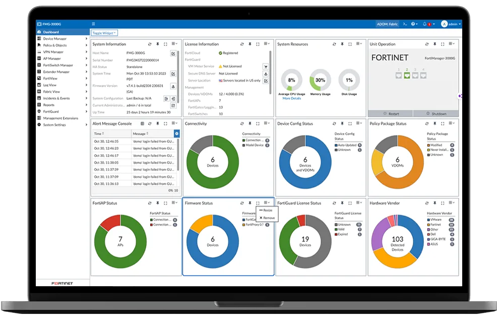 FortiManager 管理介面